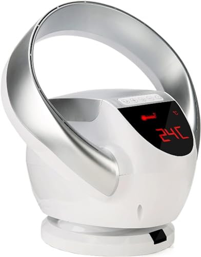 HENXUE Wall Mounted Bladeless Fan,Industrial Electrical Fan, Bladeless Desk Fan,8 Speed Office/Bedrooms Floor Fan,with Remote Control/Timer,Quiet Cooling Air,002