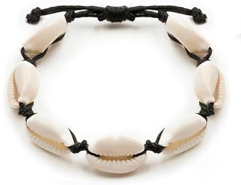 Générique Muschelarmband | Unisex Armband für einen sanften Sommer | Muschel, Natur, Strand, Sommer, schwarz und weiß, trendy, Codon verstellbar, Handgelenk, Herren, Damen, Mädchen, Jungen, Kinder,