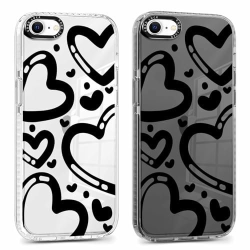 Foonary 2 Pack Clear Print Phone Case for iPhone 8/SE 2022/7/SE 2020 4.7,Slim Soft Silicone with Lovers Love Design Aesthetics Transparent Pattern Cases,Shockproof Bumper Protector Cover for iPhone7