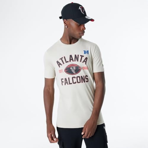 ATLANTA FALCONS New Era Cap NFL Regular T-Shirt Distressed Screenprint Team Graphic Stone Unisex