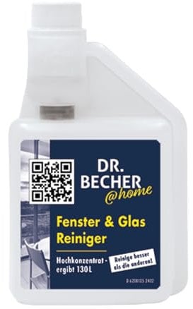 DR.BECHER @home Fenster & Glas Reiniger - Kraftvolle Lösung für streifenfreie Fenster und Glasflächen - Entfernt Öl-, Fett-, Nikotin- und Rußverschmutzungen 500ml