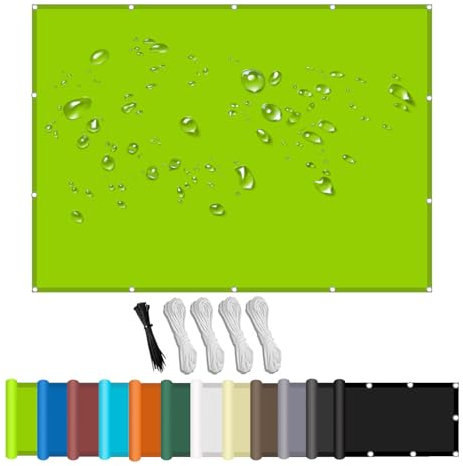 Stoff für Sonnensegel,Balkonbespannung mit Seil,Sonnensegel Wasserdicht mit ösen,Quadrat PES Polyester Sonnenschutzfür Gartenanlagen, Camping und Freizeit Grün 1.4x2.6m