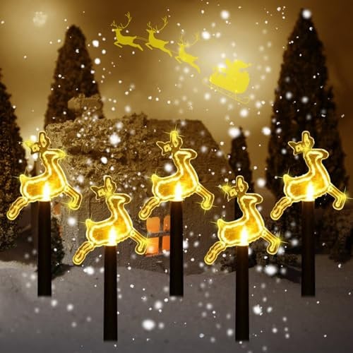 GAROMIA LED Gartenstecker Weihnachten Acryl Weihnachtsbeleuchtung Außenbeleuchtung Weihnachten Winter Advent Außen Deko für Garten Terrasse -Elch