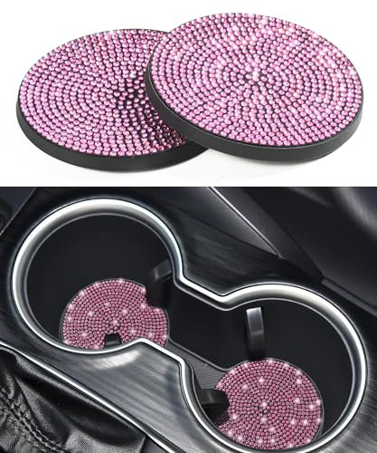 Flaconi 2PCS Auto Untersetzer,Auto Getränkehalter Untersetzer,Auto Accessoires Innenraum,Untersetzer für Autos,Auto Getränkehalter Einsatz,Auto Zubehör Innenraum Frauen,für die Meisten Autos (Rosa)
