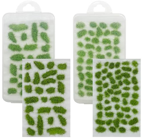 Attuslla 78 PCS Touffe d'herbe Statique, Vert Modèle Arbres Gazon Lichen pour Feuillage, Herbe Artificielle Modèle pour Le Chemin de Fer de Paysage de Train