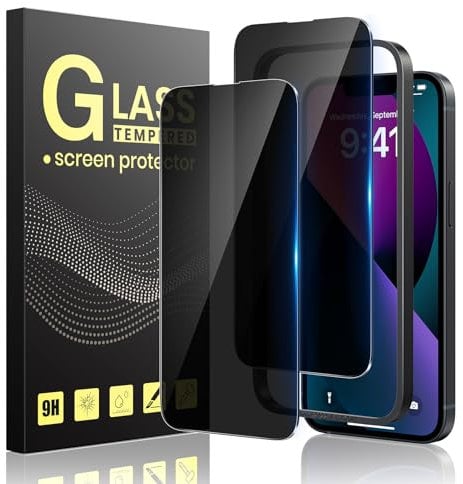 Guretok 2 Stück für Panzerglas Sichtschutz für iPhone 13 mini Schutzfolie mit Rahmen 5,4 Zoll, Dunkle Schutzglas für iPhone 13 mini Privacy Glas [Kratzfest] [9H-Härte] [Anti-Spy Folie]