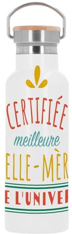Bouteille Inox Gourde Thermo Isotherme - Certifiée meilleure Belle Mère de l'univers Famille Mere Maman - 500 ml (17 oz)
