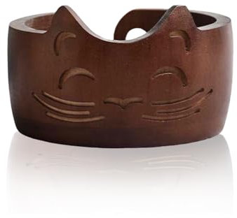 Hinourisha Ciotola per Filati, Hilo de Madera Cuenco, Porta Gomitolo 17 cm de Diámetro - Cuenco de la Bola de Hilo con Agujero Grabado en Espiral - Cuenco de Almacenamiento de Lana para Tejer -A021