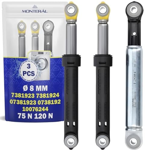3 Pezzi Ammortizzatori Lavatrice 75N e 120N Ø8 mm con Codice Originale 7381923 7381924 07381923 0738192 10076244 per Miele - Garanzia di 10 Anni - MONTERAL