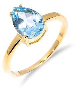 Natursteinring 925 Sterling Silber Ring für Frauen Männer Himmelblauer Topas Edelsteinring zum Jahrestag R-008-24-8.5Gelbgold