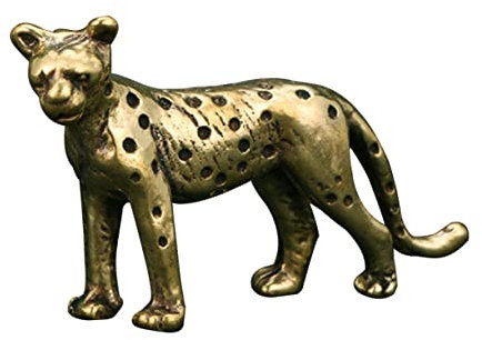 Warmhm Vintage Messing Geparden Figur Skulptur Kreative Desktop Deko Lebensnahe Retro Tier Statue Antike Tierdeko Für Wohnzimmer Und Büro Stabile Handgefertigte Messingkunst