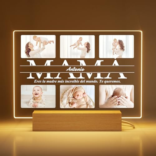 DXDOING Regalo Día de la Madre -Marco de Fotos Día de la Madre 2026, Placa Acrílica Custom Face, Marco Emotivo de Hijos o Marido para Mamá y Esposa