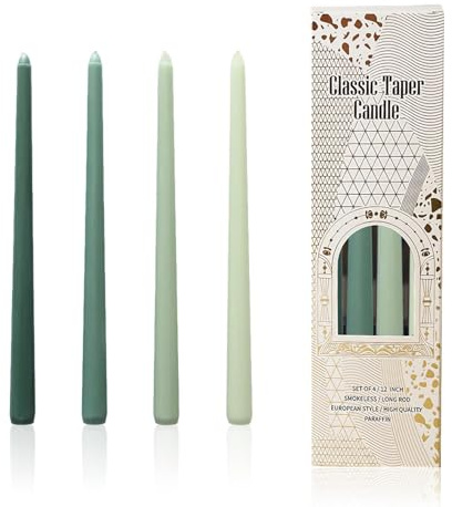 GreenCandles, Ombre-Kerzen, Spitzkerzen, langlebige DinnerCandles, lange Kerzen, Spitzkerzen, dekorative Haushaltskerzen für Restaurant, Zuhause, Weihnachten, 30 cm, 4 Stück