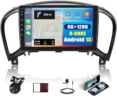 per Nissan, Android 15, 6G+128G 8Core GOHHDL Autoradio per Nissan Juke J15 (2010-2019)/YF15 Infiniti ESQ 2011-2017 Carplay Android Auto, 9 Pollici Radio con BT GPS WiFi FM/RDS HIFI EQ DSP SWC Camera