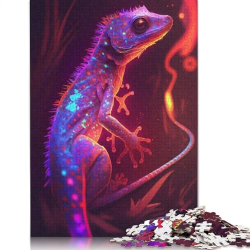 500-teiliges Neon-Gecko-Puzzle für Erwachsene, Teenager, Puzzle für Erwachsene, Wichtelgeschenke, 500 Teile (52 x 38 cm)