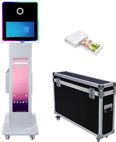 WideMeet 15,6 Zoll DSLR Photo Booth Maschine mit LCD Touchscreen Tragbare Kamera Photobooth Flight Case Verpackung für Hochzeiten Partys Veranstaltungen (Photo Booth + Drucker)