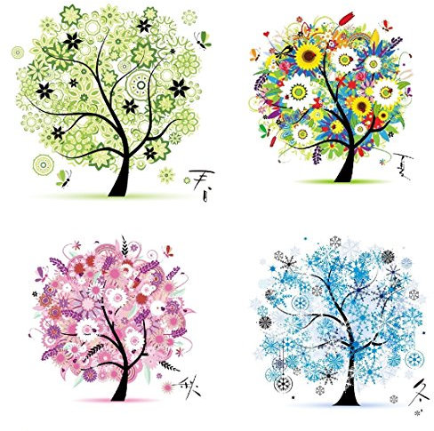 Proumhang Labellevie 4 Pcs DIY Kit Broderie Point De Croix 45cm x 45cm: Arbre de vie