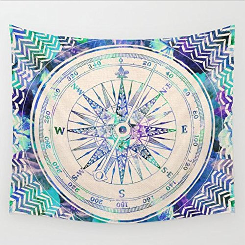 Wandteppich / Wandteppich mit Kompass, Psychedelisch, indisch, Hippie-Stil, Bohemian-Stil, Größe M (150 x 130 cm)