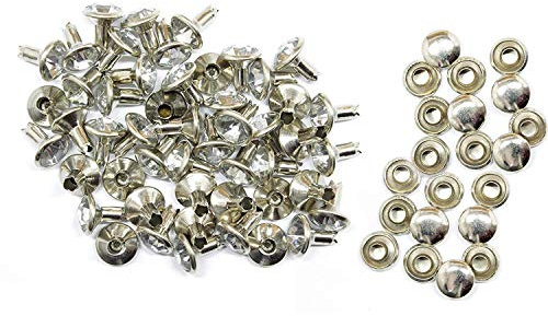 WedDecor Plum Crystal Rivets, Diamante Acrylic Rhinestone Studs with Pins for Clothing Decoration, DIY Leathercrafts, Purses Embellishment, Arts & Crafts Projects, 8mm, Clear, 10pcs