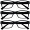 OPULIZE Reading Glasses 3 Pack Mens Black Large Designer Style Readers Spring Hinges RRR11-1 +2.00