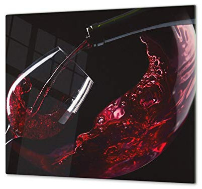 ORIGINALE tagliere in VETRO temperato – Copri-piano cottura a induzione –Tagliere pezzo UNICO (60x52 cm) o DUE pezzi (30x52 cm ognuno); D04 Serie Bevande: Vino 14