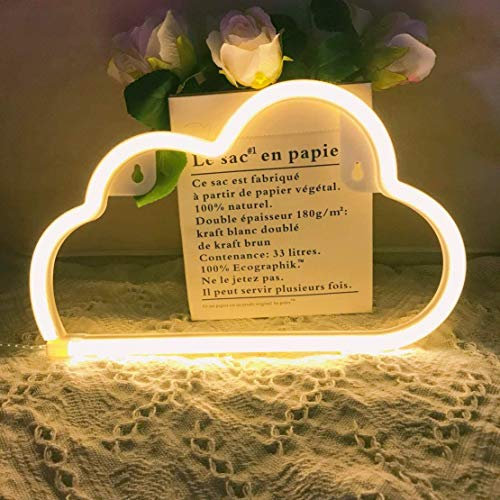 QiaoFei Niedliches Wolken Neonlicht für Kindergeschenk, LED Wolken Zeichen Dekor Licht, Festzelt Zeichen/Wand Dekoration für Weihnachten, Geburtstag, Wohnzimmer, Hochzeitsfest (Warmweiß)
