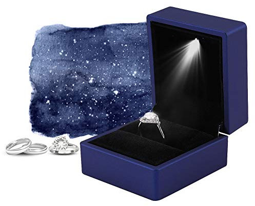 Rotekt LED Licht Ring Box, 4 Farben modische LED beleuchtete Ring aufbewahrungsbox Schmuck Vitrine (03)
