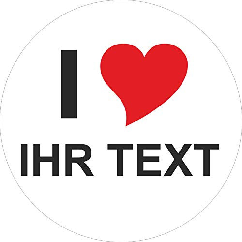INDIGOS UG Aufkleber - Sticker - Autoaufkleber - I Love Individuell weiß - 80mm - personalisiert - Wunschtext - Auto - Heckscheibe - aussenklebend rund