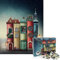 1000 Stück Puzzle für Erwachsene Buch Haus Stree Knowledge Tower Familienspiel Schlafzimmer Arbeitszimmer Dekoration Rot Blau