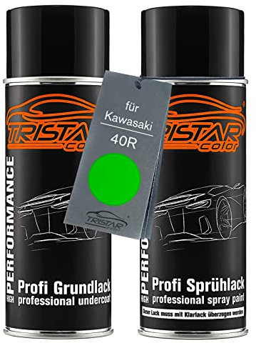 TRISTARcolor Vernice per moto Kit di bombolette spray per Kawasaki 40R Golden Blazed Green Perl vernice di fondo vernice di base bomboletta a spruzzo 400ml