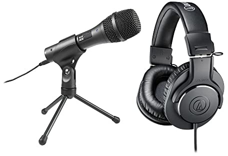 Audio-Technica AT-EDU25 Paquete de Trabajo y Aprendizaje Desde casa con micrófono USB/XLR AT2005USB y Auriculares ATH-M20x