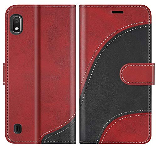 BoxTii Coque pour Galaxy A10 / Galaxy M10, Portefeuille Etui en Cuir PU, Magnétique Protection Housse Coque pour Samsung Galaxy A10 / Galaxy M10, Rouge