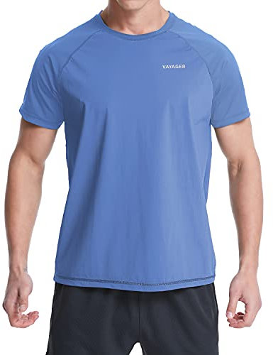 VAYAGER Herren-Badeshirts Rash Guard UPF 50+ Kurzarm, schnell trocknend, lockere Passform, Wassersurfen (Königsblau-XXL)