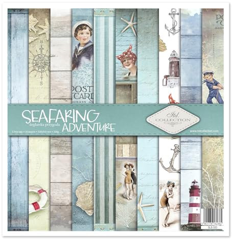 ITD Collection - Scrapbook Papier - Scrapbooking Set - Motivpapier zum Basteln - Dekorpapier 12x12 inches - 310 x 310 mm - 10 Blatt + 1 – Seafaring Adventure - SLS-033