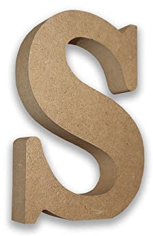 Habercrafts Großer Holz-Buchstabe S (13 cm hoch x 2 cm tief) – 1 Stück – Großbuchstabe – perfekt für Heimdekoration, Partys und Hochzeiten