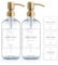 Vine Creations Seifenspender aus klarem Glas, 2 Stück, Dicke 473 ml Flaschen, rostfreie Edelstahlpumpe, Badezimmer-Küchenzubehör, mit Wasserdichten Etiketten (gebürstetes Gold)