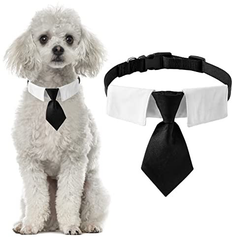 HACRAHO Hunde-Krawatte, 1 Packung Hunde-Smoking-Halsband mit schwarzer Krawatte, verstellbares Hundehalsband mit Schnellverschluss-Schnalle (M)