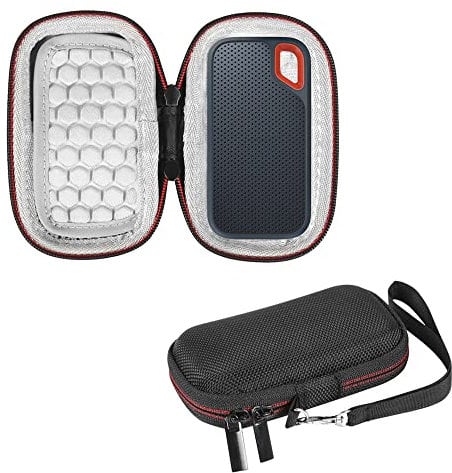 ZLiT Case for SanDisk E30 E60 E61 Mobile Solid State Drive, Hard Shockproof SSD Carrying Case (Black)