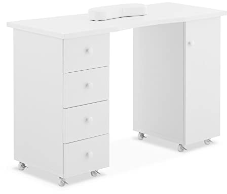 Physa PHY-MT-12 Nageltisch 4 Schubladen 8 Räder Maniküretisch Nagelstudio-Tisch