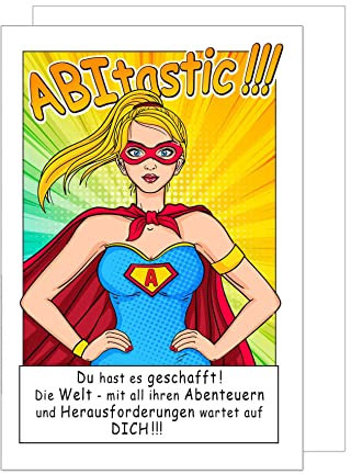 Edition Seidel Premium Glückwunschkarte zum Abitur mit Umschlag. Abiturkarte mit Spruch Abi Grusskarte Prüfungskarte Prüfung Junge Mädchen Comic (PR121 SW023)
