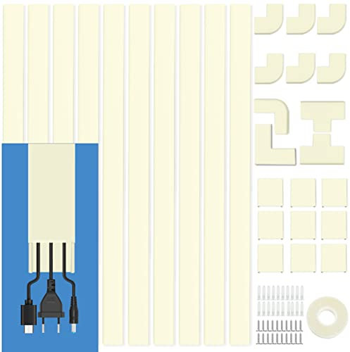 Cord Cover Wall Raceway Kit - 157 Cable Concealer, Wire Hiders for TV Wall Mounting and Wire Management, Beige