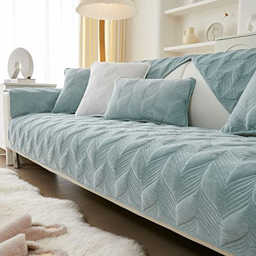 WYJHNLBEDC Sofa/Couch überzug, Sofabezug L Form/U Form/Ecksofa 3/2/1 Sitzer, Sofa überwurfdecke, Super Weicher Samt Sofaschoner Decken rutschfest, Sofaschutz Decke Hund Kratzschutz Katze, 90x210cm