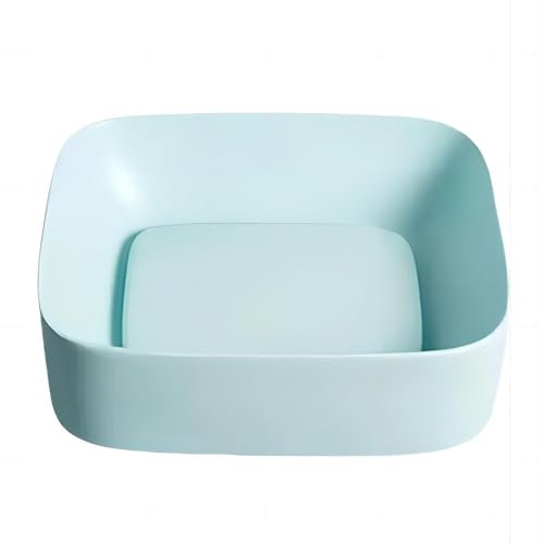 EGO INTERIORS Premium Design | Rechteckiges Aufsatzwaschbecken mit abnehmbarer Ablaufabdeckung aus BLAUER Keramik | ohne Hahnloch, kein Überlauf | glatte antibakterielle Oberfläche