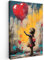 MuchoWow© Bild auf Leinwand 40x60 cm Schlafzimmer Bilder Wand Deko Wohnzimmer Modern Wanddeko Bilderwand Geschenk Banksy - Street Pop Art - Mädchen - Luftballon - Herz - Graffiti