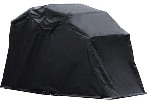 CAULO Semi-Automatic Stainless Steel Motorcycle Shelter Storage Motorbike Storage Tent Oxford 600D Motorcycle Shelter Shed (Black 270 * 105 * 157cm)