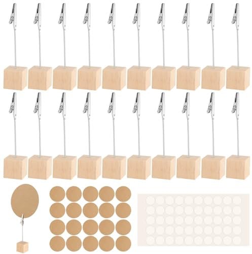 Lot de 20 supports photo avec pinces - Durabilité - Porte-cartes postales - Porte-photos, porte-notes, porte-cartes, table pour fixer et sécuriser des objets