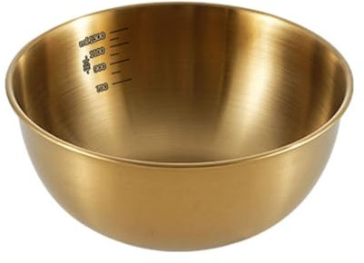 AMYSTY Rührschüssel Edelstahl, Nudelsieb Reis Waschschüssel, Multifunktional Metallschüssel, Küchenschüssel Salatschüssel, Spülmaschinengeeignet(Size:22cm,Color:Gold)