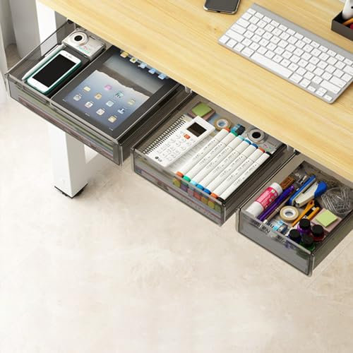3-Pack Under Desk Drawer Organiser Maximize Space Efficiency - Slide Out Office Furniture Drawers ! Ideal for Home Office, Kitchen, or School Supplies. Includes Adhesive for Quick Installation