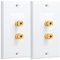 Sueooudh 2 Pack Single Gang 1.0 Speaker Wire Wall Plate (Banana Plug Wall Plate) for 1.0 Speaker, White
