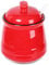 HAOTOP Porcelain Salt Bowl with Lid and Spoon,Ceramic Sugar Bowl 12oz (Red)